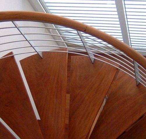 Cầu thang gỗ lan can inox – MS0003