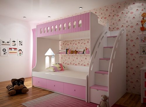 Giường tầng cho bé gái – MS0011