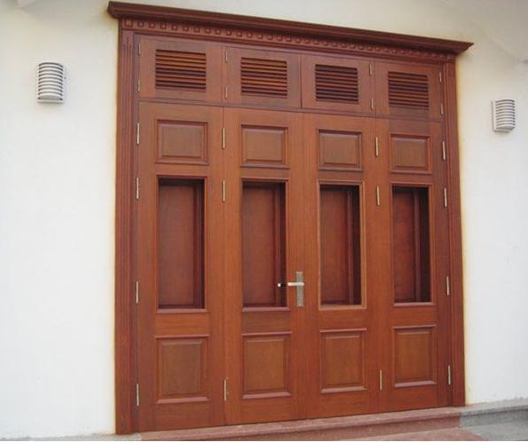 Mẫu cửa gỗ 4 cánh mặt tiền – MS0010